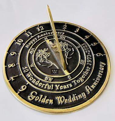 #ad 50th Golden Wedding Anniversary Sundial Gift Heavy Duty Brass Home Decor Or G... $36.00
