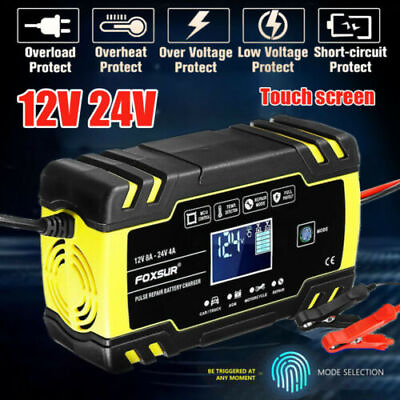 12 24V Car Automatic Battery Charger AGM GEL Intelligent Pulse Repair Starter $24.36