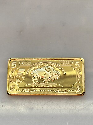 #ad 5 GRAM 100 MILLLS GOLD BUFFALO BULLION BARS .999 FINE $4.25