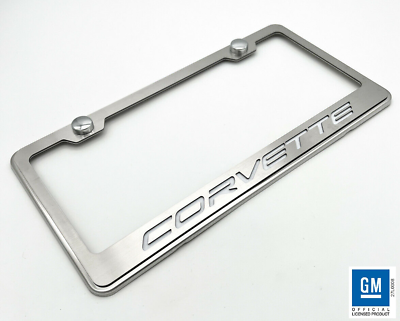 White Carbon Fiber Chevy quot;Corvettequot; Inlay Stainless Steel License Plate Frame $52.95