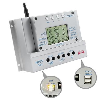 60A LCD MPPT Solar Regulator Charge Controller 12V 24V fit Panel 750W 1500W P2 $64.95