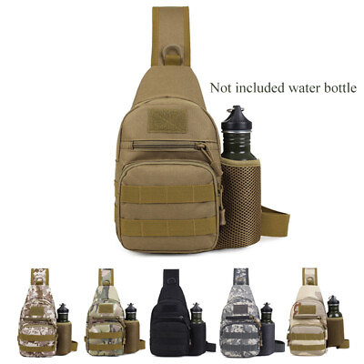 #ad Tactical Sling Bag Pack Daypack Chest Shoulder Backpack with Water Bottle Pouch $13.99