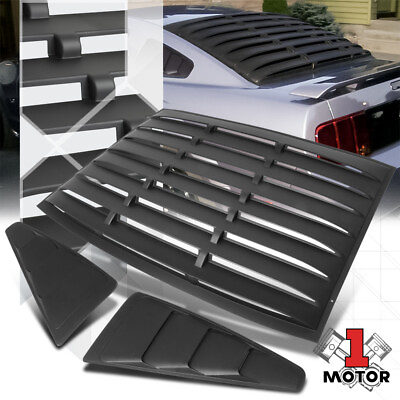 #ad Black RearSide 1 4 Window Louvers Sun Shade Cover Vent for 05 14 Ford Mustang $171.88