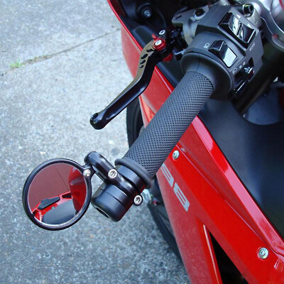 #ad Black Folding Bar End Motorcycle Mirrors Round For Honda Suzuki Kawasaki Ducati $19.39
