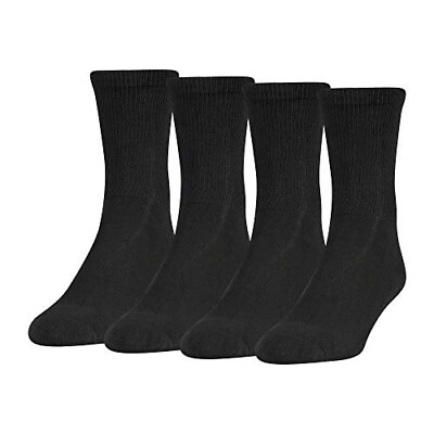 #ad MediPeds Diabetic Black Crew Socks Coolmax and Non Binding Top Large 4 pair $11.71