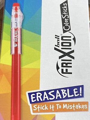 #ad Lot of 3 Pilot Frixion Ball Color Sticks Erasable Red Gel Ink Fine Pen .7mm NEW $15.00