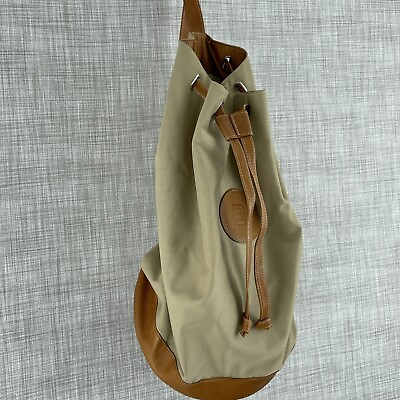 #ad Piel Outdoor drumb shoulder Bag Leather Nylon tan $18.00