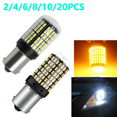 #ad 1156 144SMD BA15S P21W LED Turn Signal Lights Bulb Canbus White Yellow 12V $67.59