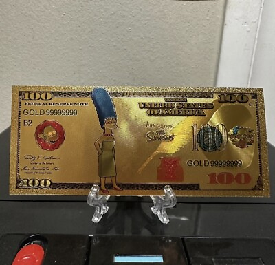 24k Gold Foil Plated Marge Simpson The Simpsons Banknote Cartoon Collectible $10.00