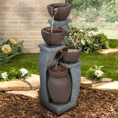#ad Artistic Outdoor Water Fountain Elevate Garden with a Sculptural Water Display $228.99