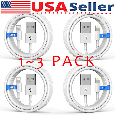 #ad 3PACK USB Data Fast Charger Cable Cord For Apple iPhone 5 6 7 8 X 11 12 13 MAX $4.99