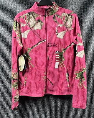 #ad Mossy Oak Fleece Jacket Women S P Small 4 6 Country Roots Camo Pink Front Zip $26.87