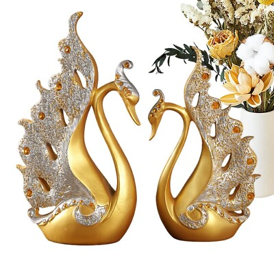 #ad A Pair Gold Swan Lovers Home Decor Ceramic $44.00