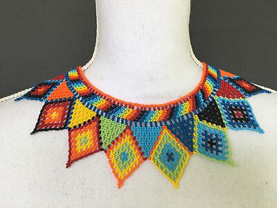 #ad Handmade Mexican Huichol Bead Necklace Huichol Folk Art Jewelry $34.00
