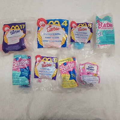 #ad SEALED McDonald’s Happy Meal Barbie Figurines Toys Prizes Set Of 7 1990#x27;s $8.28
