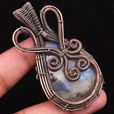 #ad Labradorite Gemstone Copper Wire Wrap Handmade Jewelry Pendant 2.48quot; $11.44