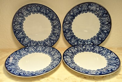 #ad Bombay Arabesque Blue White China 8quot; Luncheon Tea Plates Blue amp; White Set Of 4 $69.98