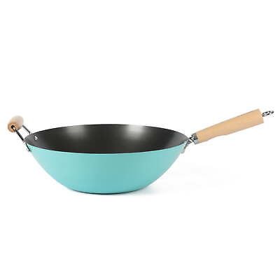 #ad 14 Inch Teal Carbon Steel Wok $27.33