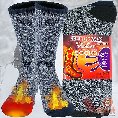 #ad 3 Pairs Mens Winter Cushioned Cotton Thermal Warm Heavy Duty Boots Socks 9 13 $7.99