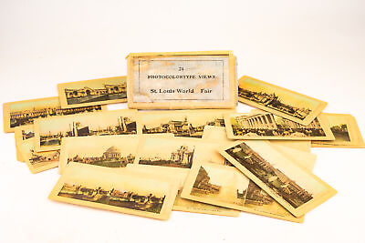 #ad Photocolortype Stereoviews of the 1904 St. Louis World#x27;s Fair Set of 24 in Box $190.11