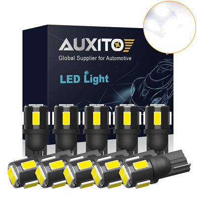 #ad AUXITO 10x T10 6 SMD LED Bulb Super Bright Interior Light 194 168 2825 W5W EOA $7.59