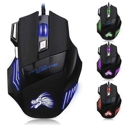 Gaming Mouse 7 Button USB Wired LED Breathing Fire Button 3200 DPI Laptop PC $7.95