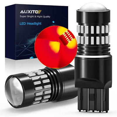 #ad AUXITO 7443 Red 7440 LED Strobe Flash Blinking Brake Tail Light Parking Lamp 48W $14.99