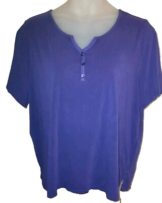 #ad Catherines Top Purple Suprema Collection Size 2X 22 24 W Shirt Short Sleeve $15.95