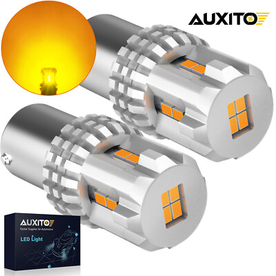 #ad AUXITO Pair LED 1157 Turn Signal Light Parking Bulb Lamp Error Free Amber Yellow $14.09