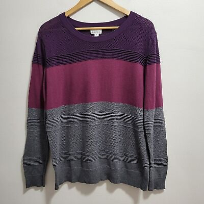 #ad Market amp; Spruce Purple and Gray Striped Sweater Size XL $14.99