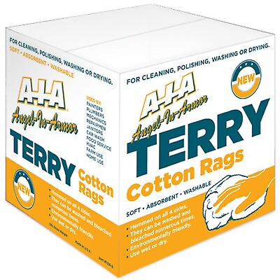 #ad 5 Lb. BOX NEW WHITE TERRY CLOTH CLEANING RAGS 12 X 12 DISPENSER BOX 100% COTTON $29.50
