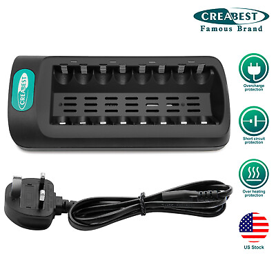 #ad Creabest 8 Slots Automatic Charger for AA AAA Ni MH Ni CD Rechargeable Battery $14.89