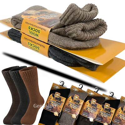 #ad 3 Pairs Mens Winter Heavy Duty Thermal Warm Merino Lambs Wool Boots Socks 10 13 $12.99