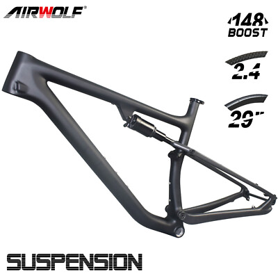 #ad AIRWOLF 29er FULL Suspension Carbon MTB Cyclocross Bike Frame 148*12mm T1100 $899.99