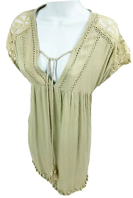 #ad Small Kori Pullover Top Boho Cowgirl Rodeo Tunic Tassels V Neck Sleeveless Loose $22.81