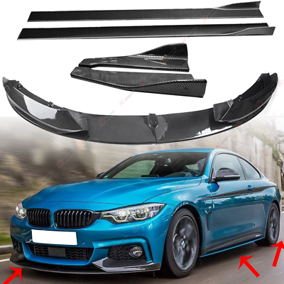 #ad For 14 20 BMW F32 4 Series M Sport Bumper Carbon Style Front Rear Lip Side SKirt $175.99