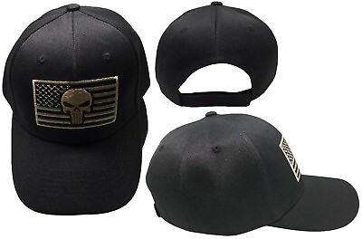 #ad #ad BLACK USA Khaki Black SKULL PATCH TACTICAL NRA Embroidered Cap Hat $9.11
