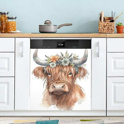 #ad Highland Cow Dishwasher Magnet Cover 23x26 in. $47.08
