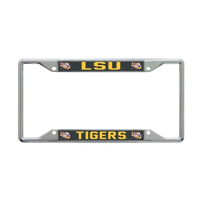 LSU TIGERS CARBON BACKGROUND 6quot;X12quot; METAL LICENSE PLATE FRAME WINCRAFT 👀 $20.00