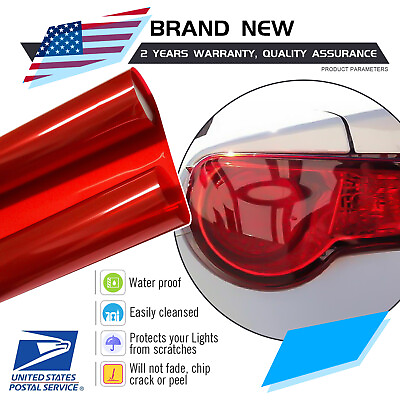 #ad Red Taillight Fog Light Headlight Sticker Tint Protector Film Vinyl Wrap Decals $11.99