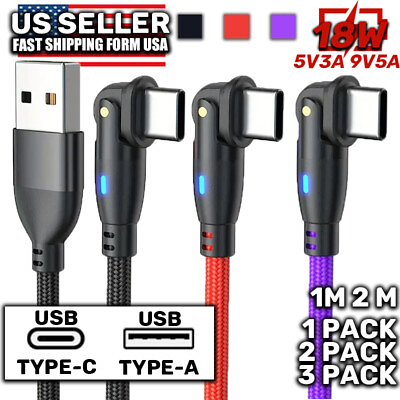 #ad 180° Rotate Braided USB C to USB C Charger Cable Phone Fast Charging Type C 3PCS $3.49