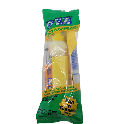 #ad Jack in the Box PEZ Candy Dispenser Yellow Stem green Package Retired New $3.49
