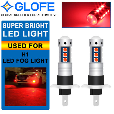 #ad 2PCS Bright UPGRADE RED H1 LED Bulbs DRL Daytime Driving Fog Light 15SMD 3030 $12.99