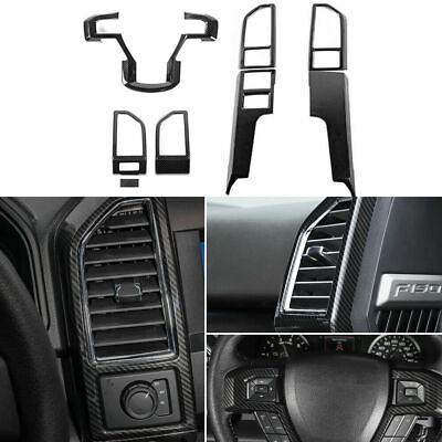 #ad 8X Interior Carbon Fiber Dashboard Decor Console Trim Cover For Ford F150 15 20 $62.49