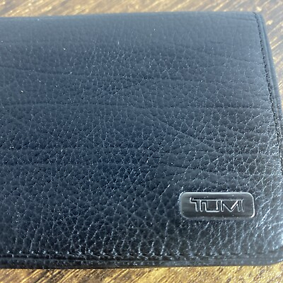 #ad Tumi Luxury Leather Card Case Wallet Pocket Organizer Black New $35.99