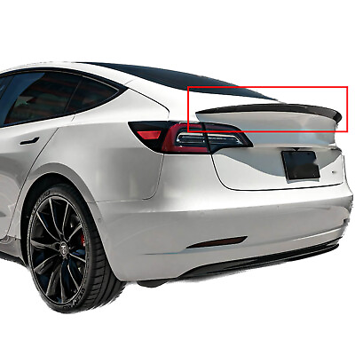 #ad For 2017 2022 Tesla Model 3 Spoiler Wing Glossy Carbon Fiber Look Rear Trunk Lip $46.00