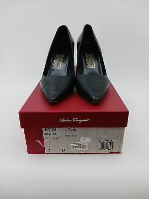 #ad Salvatore Ferragamo Womens Redi Pump Size 7B Black $34.39