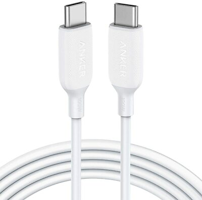 #ad USB C Cable 100W 6ft Anker Powerline III USB C to USB C Charger Cable 2.0 White $9.99
