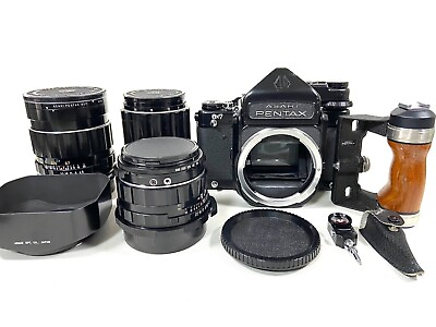 #ad Pentax 6x7 67 TTL Late model w Grip amp; SMC Takumar 75mm 90mm 135mm Lens Exc $930.00