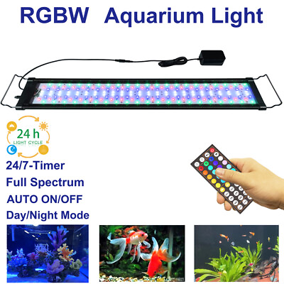 #ad 12 24 36 48Inch Fish Tank LED Aquarium Light RGB 24 7 Timer AUTO ON OFF 20 Color $36.45